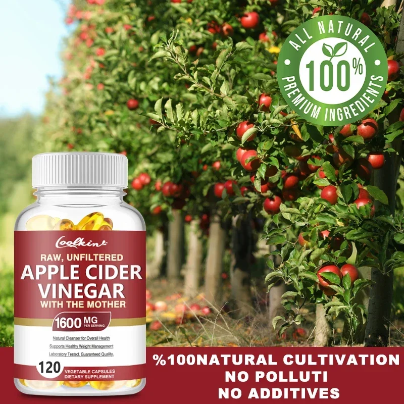 Apple Cider Vinegar Capsules 1600mg - Weight Management Detox Relieve Bloating and Constipation