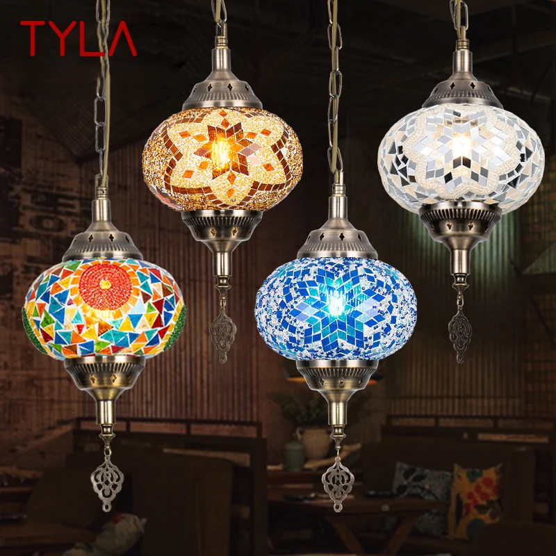 TYLA Bohemian Style Hanging Pendant Light Simply Creative Decorative Glass LED Ceiling Chandelier For Home Living Bedroom