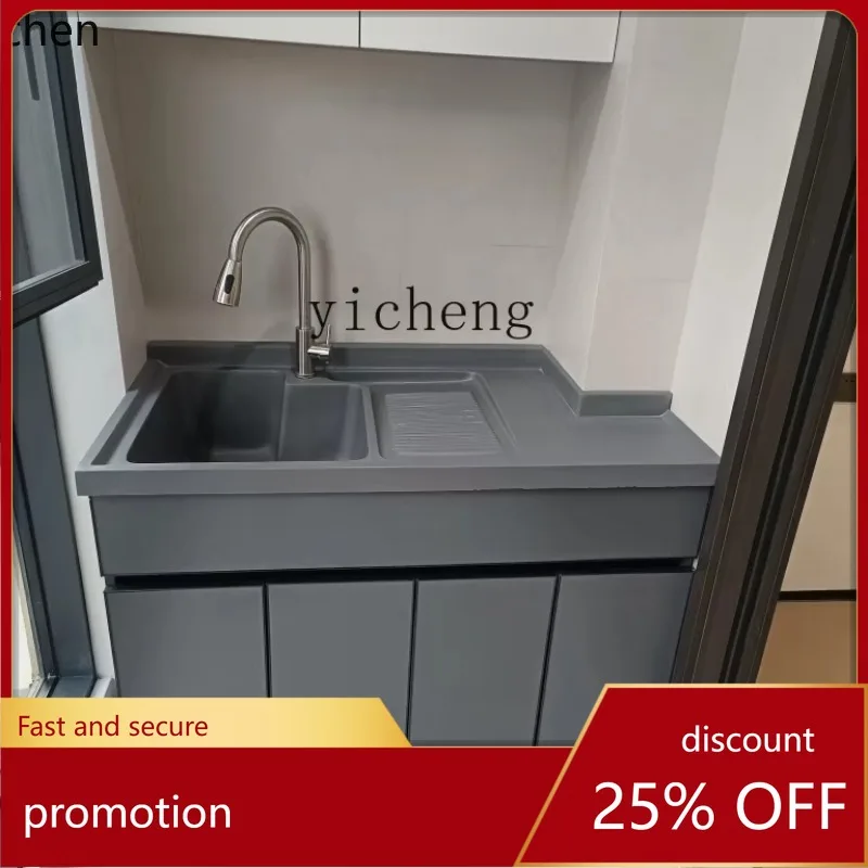 

HXL Aluminum Balcony Washing Machine Cabinet Combination significant other Pool Slot Integrated Flip Washbasin