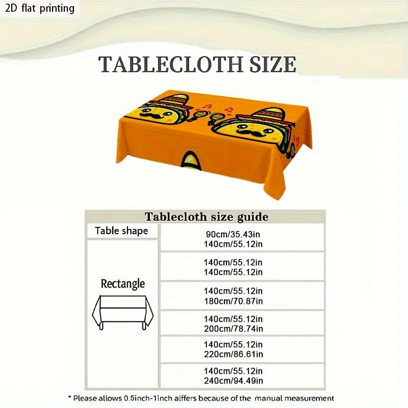 1pc Soft, fashionable and attractive 2D flat tablecloth, machine washable and easy to clean, yzb