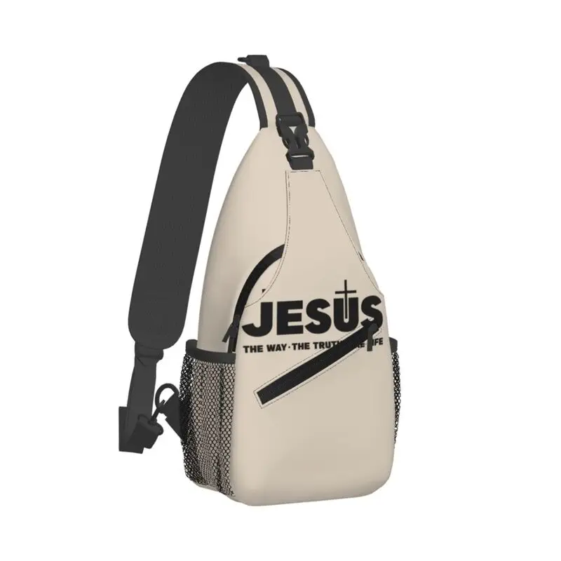 Custom Jesus Christ The Way Truth The Life Sling Bag Religion Cross Christian Faith Crossbody Chest Backpack Shoulder Daypack