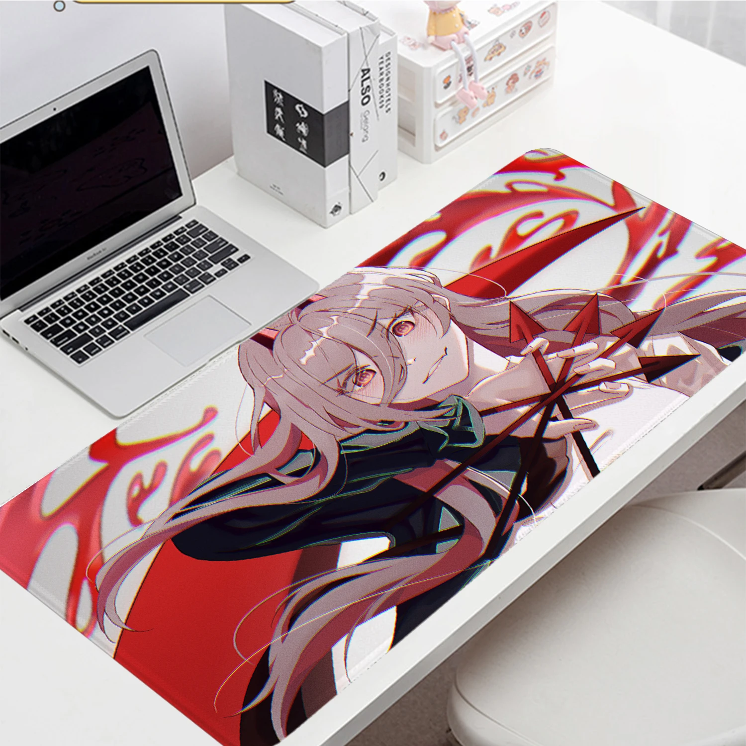 Kwaii Girl Mouse Pad Desk Mat Chainsaw Man Large Gaming Mouse Pad Kawaii Office Accessories Keyboard Pad Game Mousepad