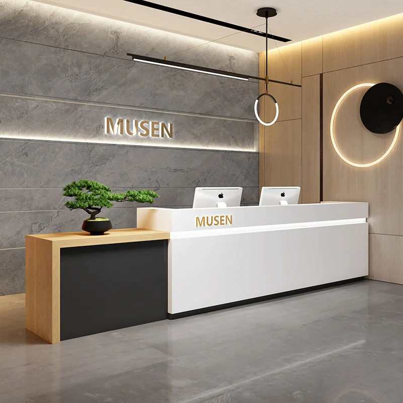 Hotel lobby imitation marble checkout page high-end company reception desk yoga studio bar