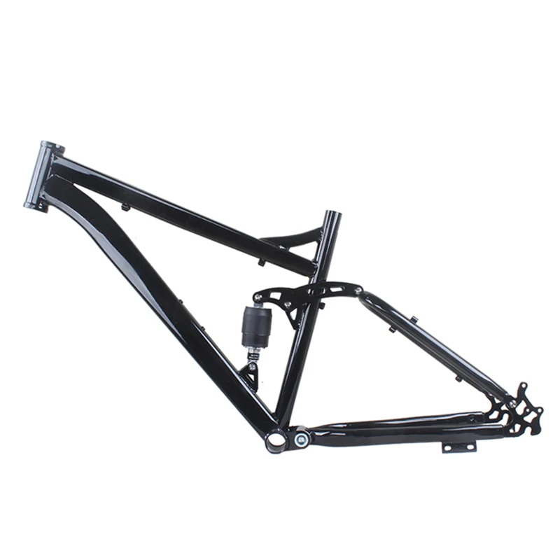 Shock-absorbing Frame for Mountain Bike, MTB Disc Brake, High Carbon Steel, Modified Bicycle Parts, Bright Black, 26 in