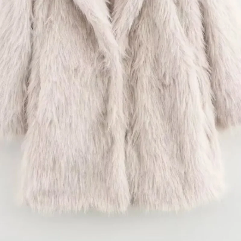 Women’s Faux Fur Effect Coat Jacket Fashion Winter Warm Outerwear Long Sleeve