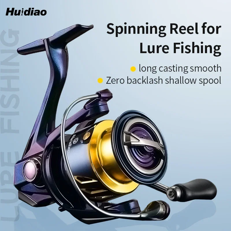 Huidiao Chamäleon-ähnliche Spinnrolle, ultra-glatt, 5+1BB, ohne Spielen, leistungsstarke Angelrolle, 8 kg maximale Zugkraft zum Köderangeln