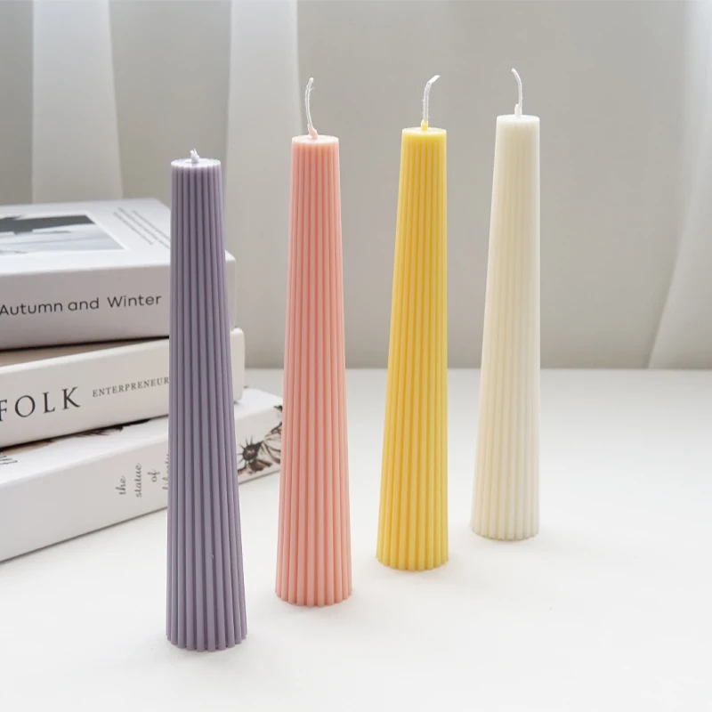 16-36cm Striped Long Pole Column Aromatherapy Candle Mold Kit PC Plastic Acrylic Molds DIY Handmade Church Candle Making Tool