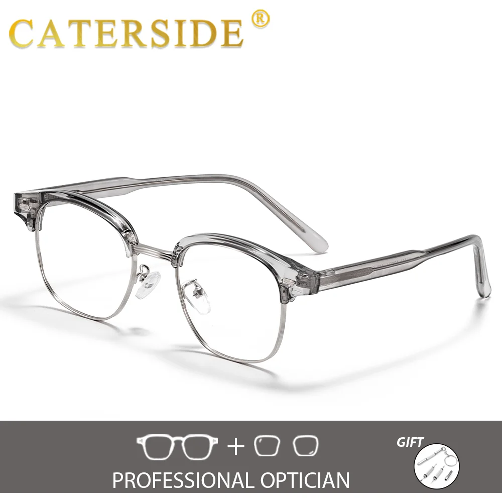 

CATERSIDE женские оптические очки полурамка зеркальная оправа очки по рецепту частная настройка круглые линзы ретро очки