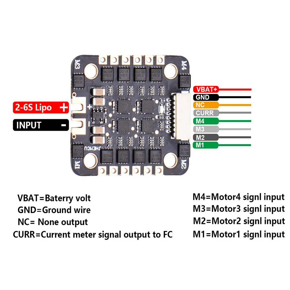 JHEMCU EM40A Bluejay DSHOT600 2-6S 40A 4in1 Borstelloze ESC 20X20mm voor FPV Stack Freestyle Micro Drones DIY Onderdelen