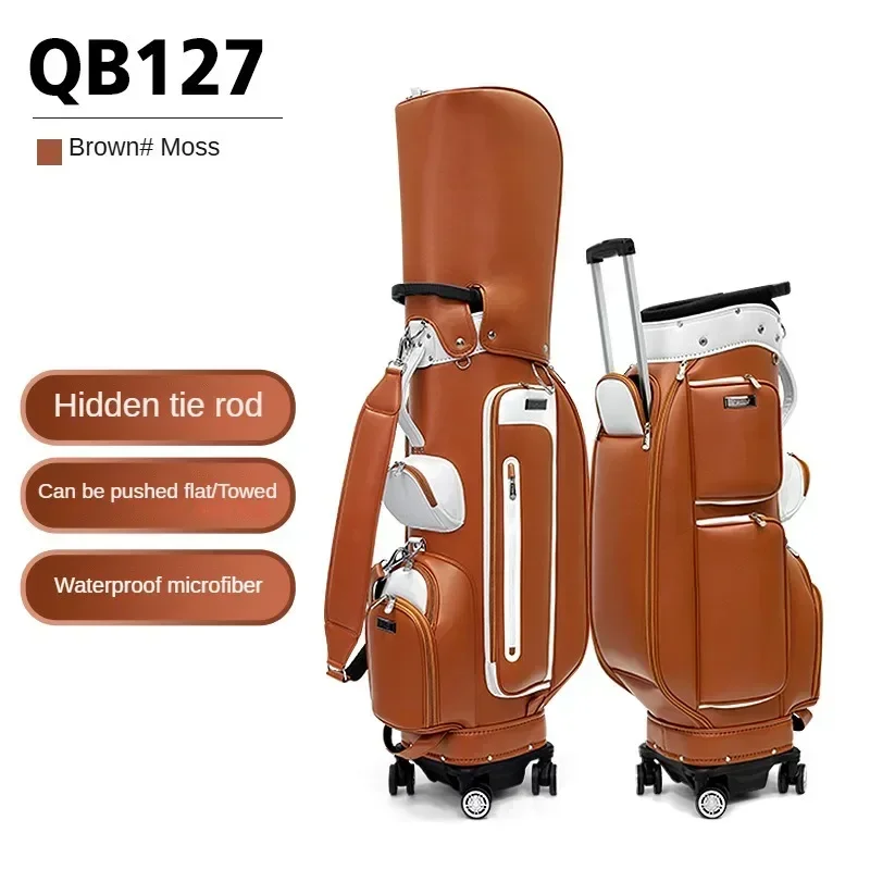 PGM New Golf Bag Women's Korean Style Trolley Bag Golf Waterproof Super Fiber Four Wheels Can Be Pushed/towed Flatly QB127