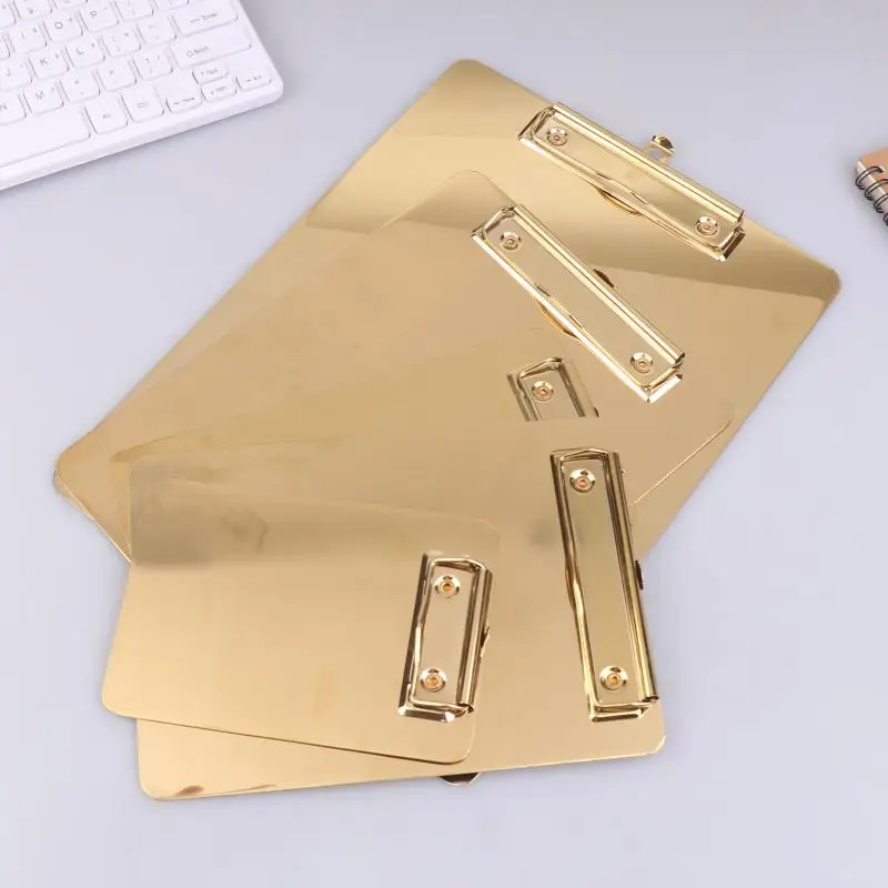 Heavy Duty Golden Stainless Steel Clipboard for Contractor Paperwork Nurse Office and School Administrative Use