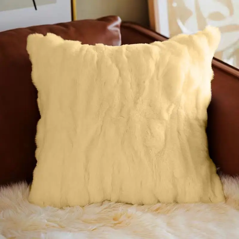 

Soft Rex Rabbit Fur Pillow Cover Sofa Real Fur Cushion Covers Pillowcase Rabbit Fur Pillow Cover Home Decoration Bedroom