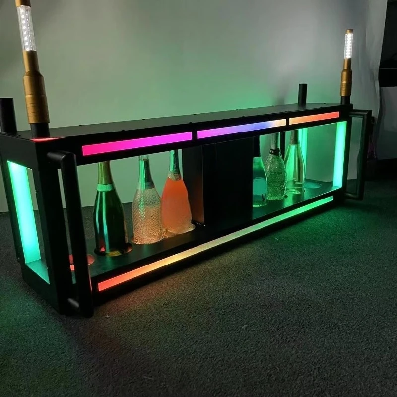 8 10 12 bottles of champagne carrier metal luxury wine battle frame display stand diode wine bottle decorative props