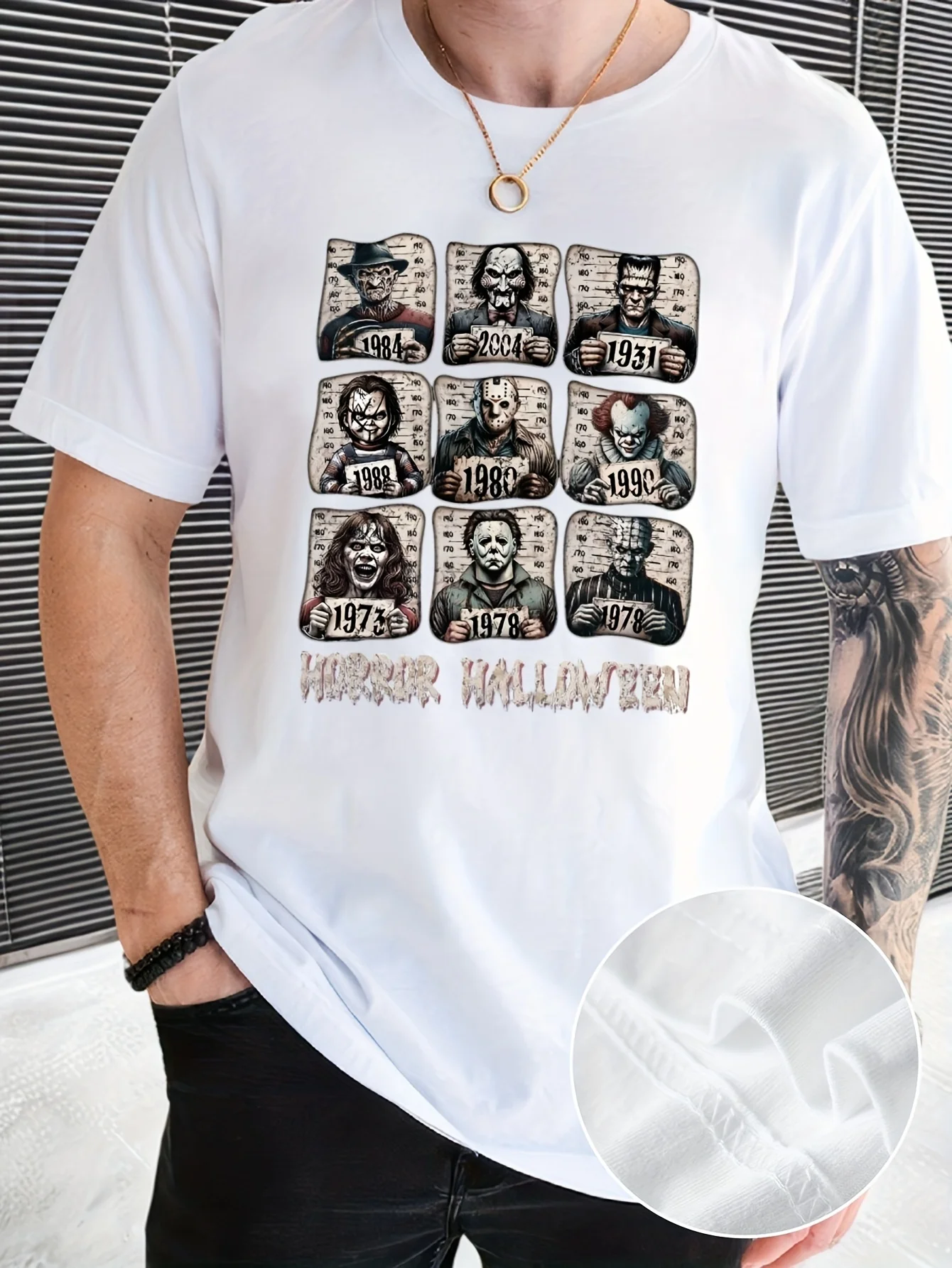 

[Breathable Scary Halloween Tee] Movie Killer, Scary Halloween, Horror Friend 2 Men's Short Sleeve T-Shirt with Front Print -