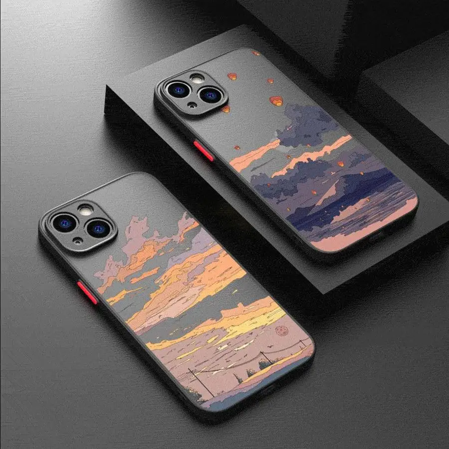 Summer Sky Suspension Case For Apple iPhone 16 15 11 14 13 12 Pro 7 XR X XS Max 8 Plus 6 6S SE 2022 15Pro Matte Phone Funda