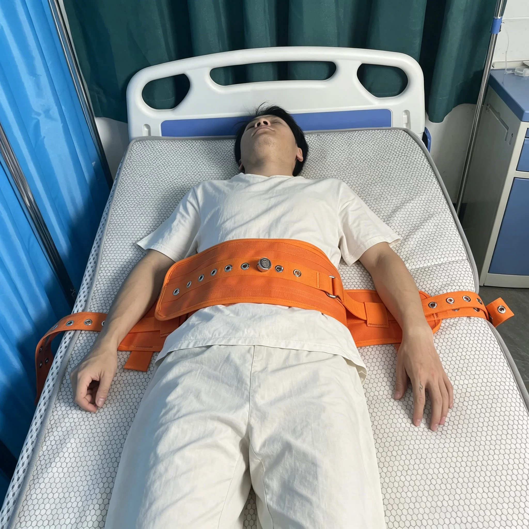 Orange Medical Waist Restraint Belt with Magnetic Lock Bed Fixation Patient Belly Restraints Anti-Fall Safety Belt Agitated Care
