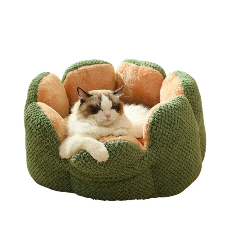 Soft Flower Shape Cat Bed Cat Nest Kennel Cactus Pet House Comfortable Pad for Dogs Cats Four Colors Winter Warm Cat Mat