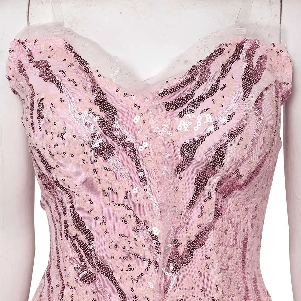 Glinda Fantasia Cosplay Cloth Costume 2024 Movie Wiked Women Pink Skirt Dress Set For Women Disguise Halloween Party Outfits