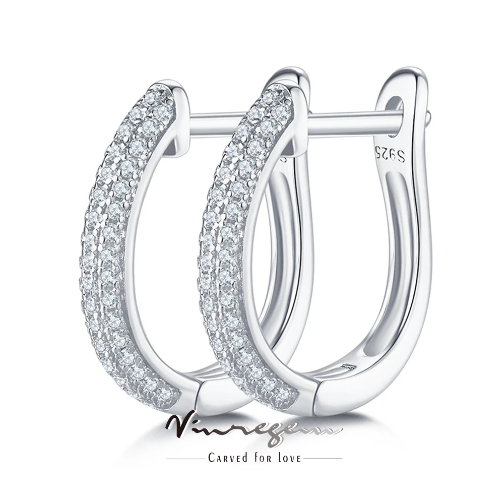 

Серьги-кольца Vinregem из серебра 925 пробы с муассанитом, 18 к
