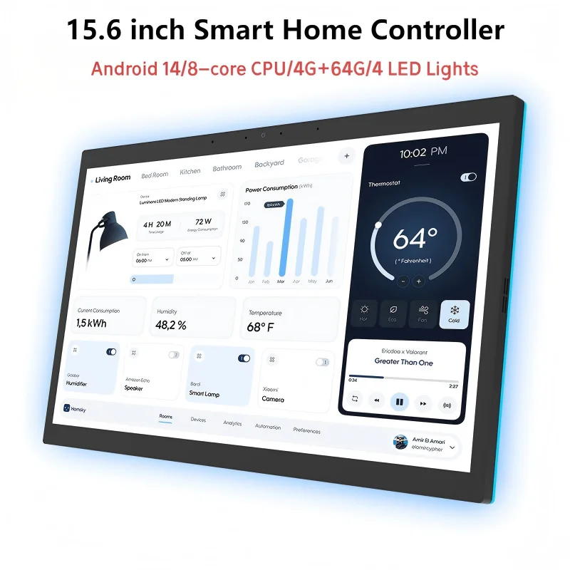 

15,6-дюймовая панель управления умным домом поддерживает источник питания PoE, имеет четырехстороннее освещение, поддерживает протокол Zigbee, 4 ГБ + 64 ГБ.