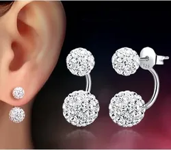 CHSHINE-pendientes de plata de ley 925 para mujer, aretes brillantes con forma de U curva, bola shambhalla, joyería, regalos al por mayor gratis, promoción