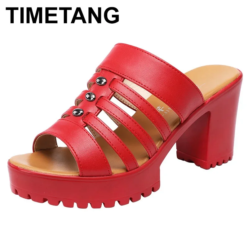 TIMETANGBig size 32-43 summer wedding shoes women slippers platform high heels slides ladies gladiator shoes office slipper