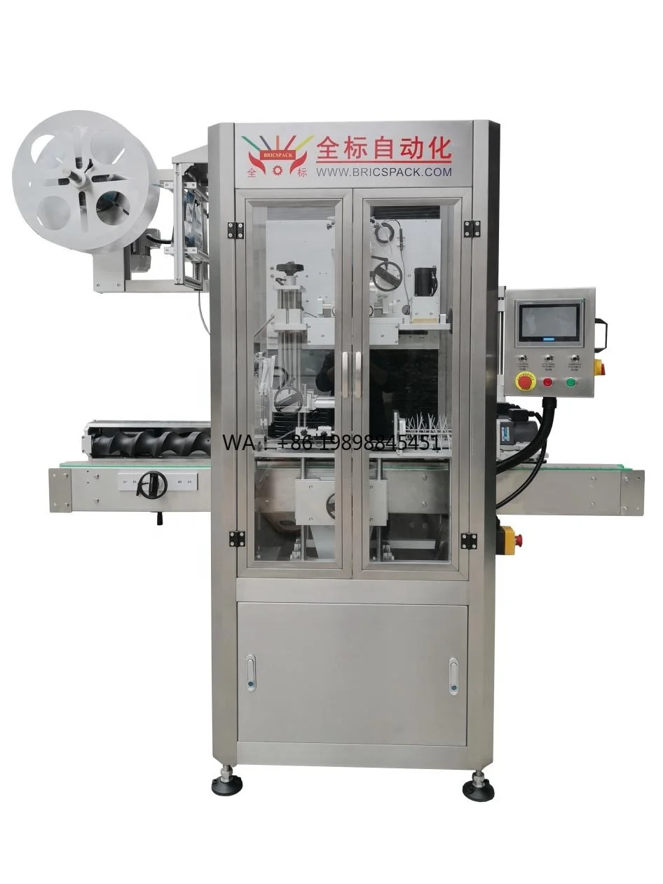 Automatic Bottle Labeling with Tamper Evident Bands and Shrink Sleeve PLC Controlled Stainless Steel High Speed