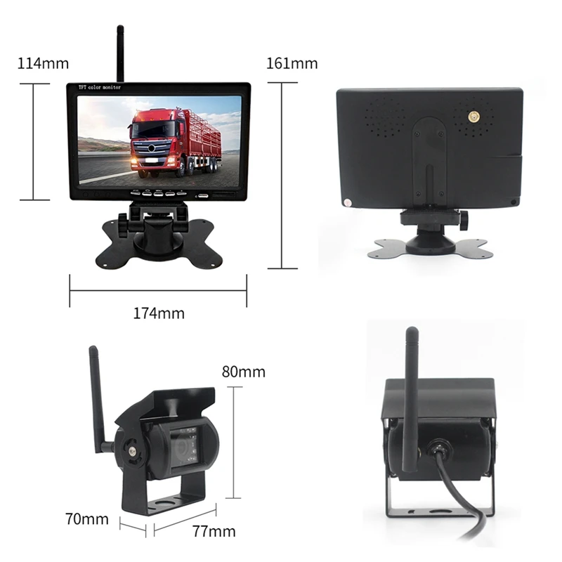 7 Inch Reversing Monitor Reversing Image HD Infrared Night Vision Camera Universal Parts