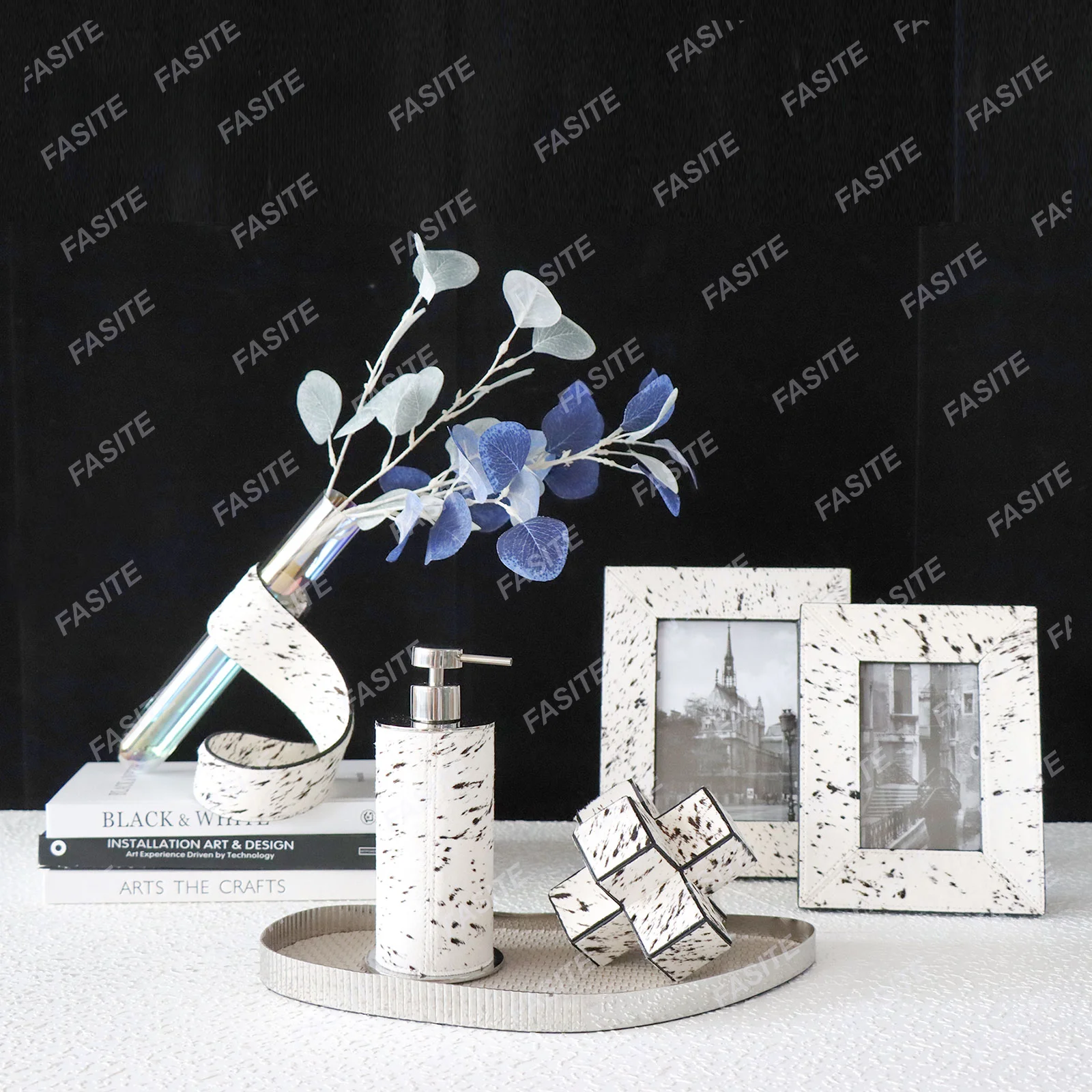 

Simple and modern horsehair photo frame, soap dispenser, ornaments, combination model room, sales office, hotel decorations