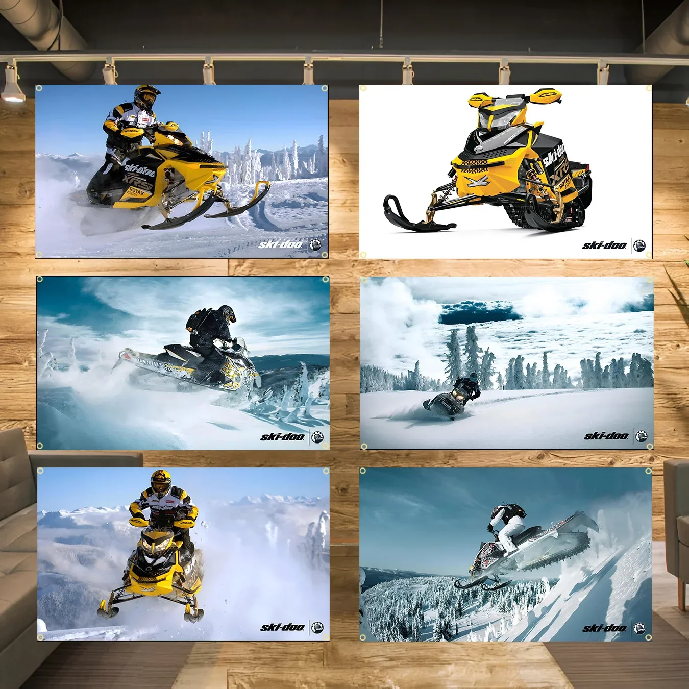 90x150cm 3X5FT Brp Snowmobile S-ski-doos Flags Polyester Digital Printing Banner for Garage Wall Art Out Door Decoration