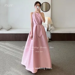 TULX V-Neck Korea Garden Bridal Gown Pleat Short Sleeves Formal 프롬드레스 Floor Length Elegant Wedding Dress Party Women Bride