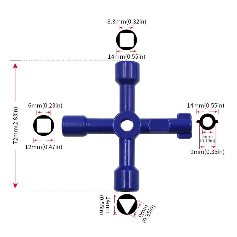 Universal Cross KEY Triangle KEY for Train Electrical Elevator Cabinet Valve Alloy Triangle Square