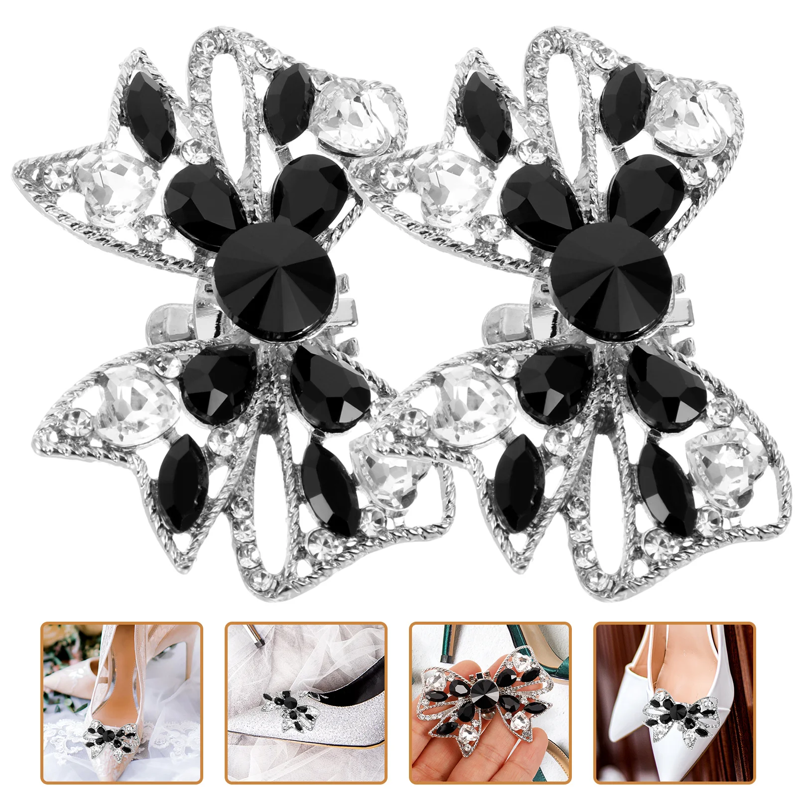 

1 Pair Removable Bow Shoe Clips for High Heels Black M2005 Decorative Accessories Brooches Charms Shoe Embellishments