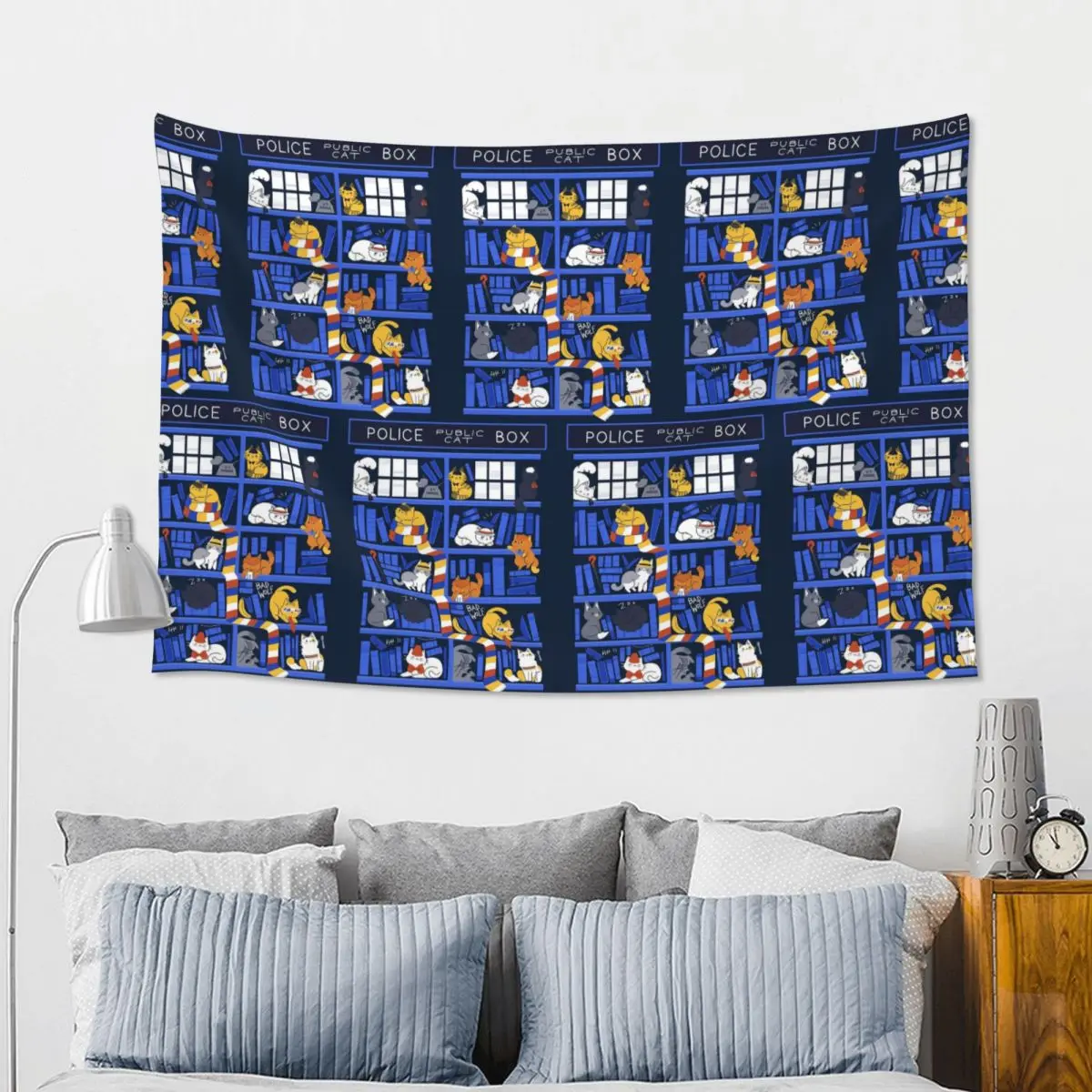 Library Box Who Tapestry Hippie Wall Hanging Aesthetic Home Decor Tapestries for Living Room Bedroom Dorm Room