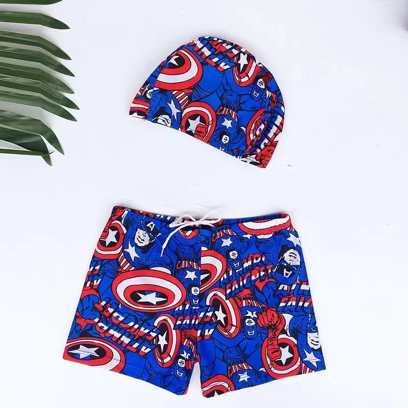 Conjunto de maiô infantil impresso, roupa de banho bebê, calças infantis, carros Pixar dos desenhos animados, Mickey Mouse, calção infantil, boné