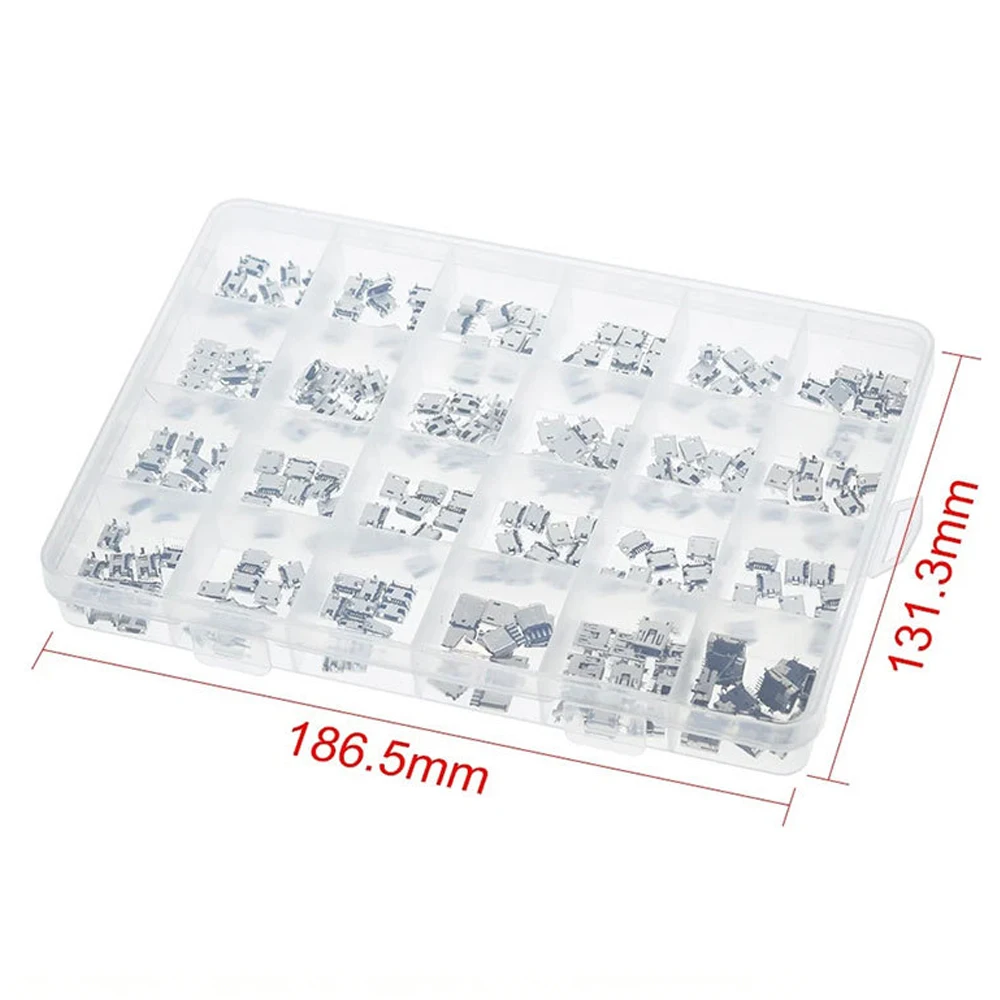 240Pcs 24 Types Micro USB Female Jack Connectors, Android Charging Tail Socket Plug, Micro USB Port Repair Replacement Kit