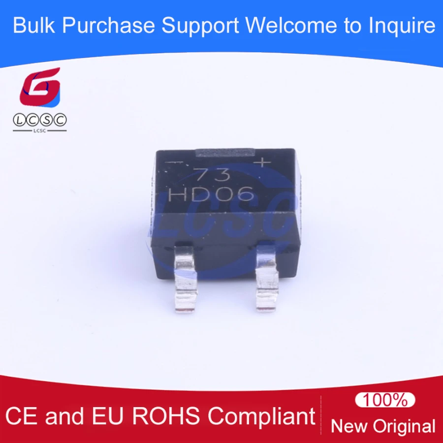 20Pcs/Original HD06 600V 0.8A MiniDIP-4 Surface Mount Glass Passivated Bridge Rectifier HD06-T
