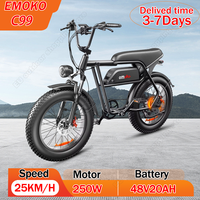 EMOKO C99 Electric Bike 250W Motor 48V20AH Battery Hydraulic Brake Motorcycle E-bike 20*4-In Fat Tire Off-Road Electric Bicycle