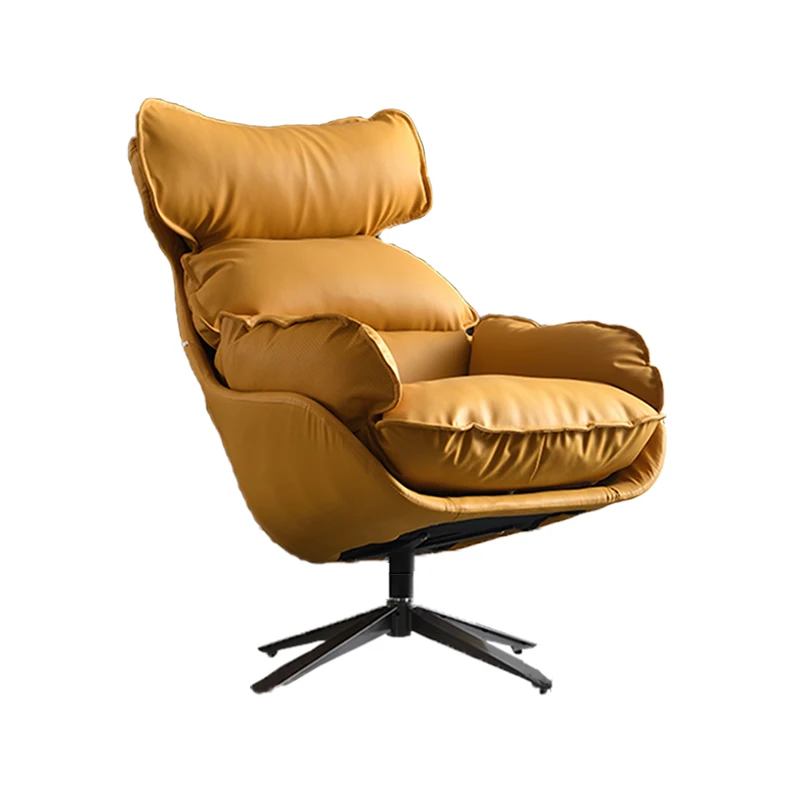 

High-quality single chair with wheels Modern soft leather living room chair Lightweight comfortable swivel chair with armrests