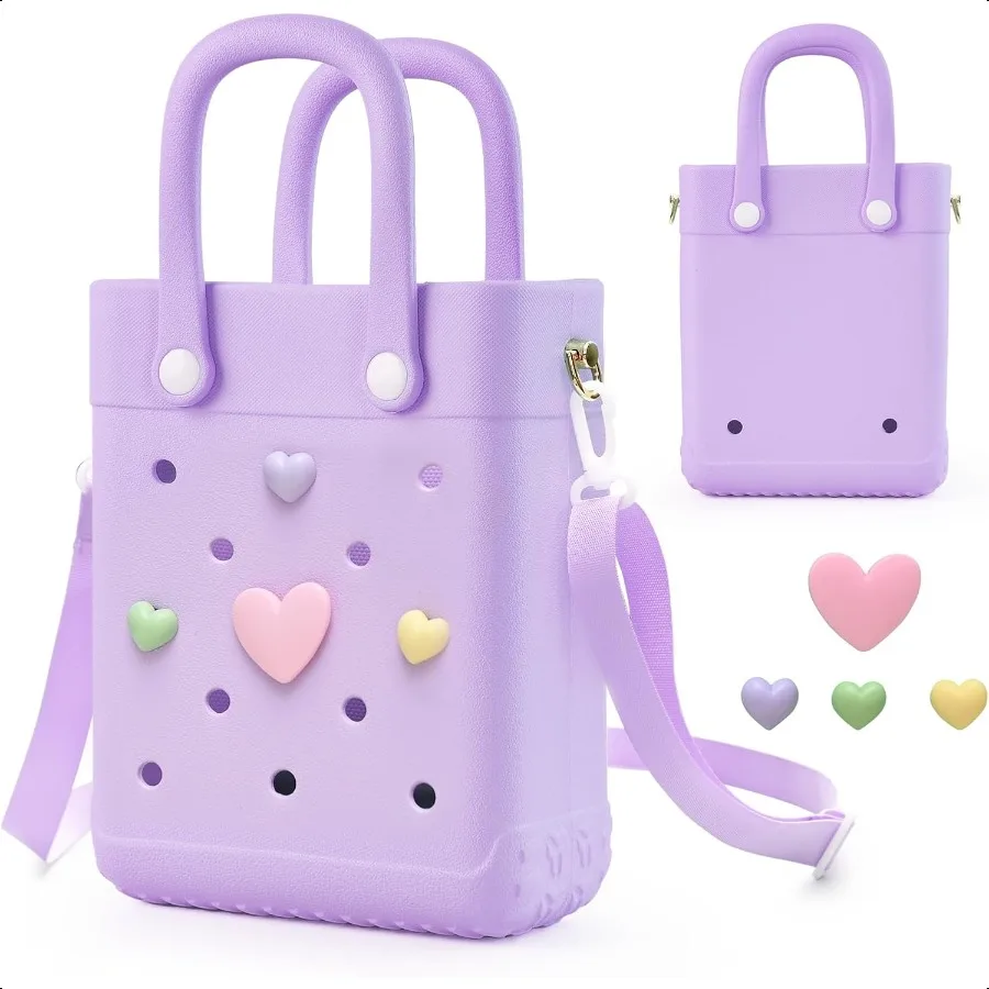 

Mini Rubber Tote Bag with 4 Resin Charms Mini Crossbody XSmall Rubber Beach Bag
