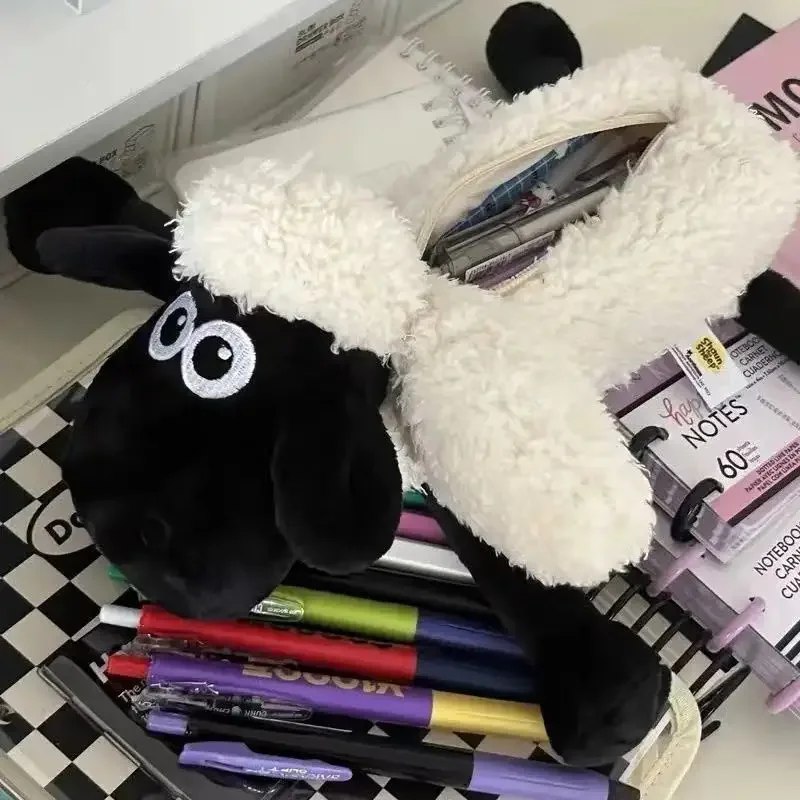 Borsa per penna Shaun di agnello carino in peluche, decorazioni, materiale scolastico, scatola per penne, scatola portaoggetti, ornamenti, piccoli