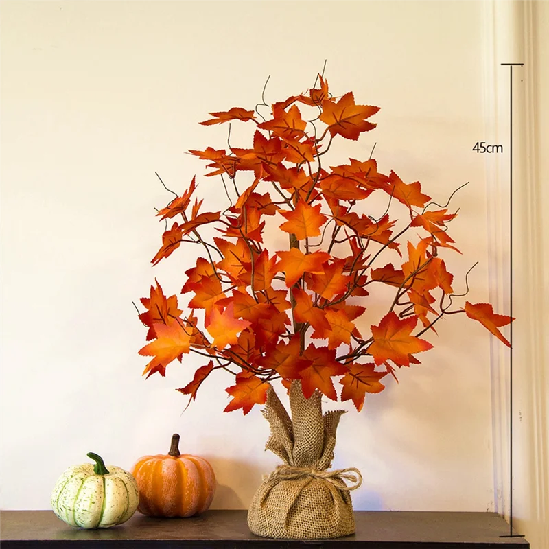 Artificial Leaves Tree with Lights Prelit Tabletop Desktop Autumn Tree for Fall Thanksgiving Harvest Home Decor C