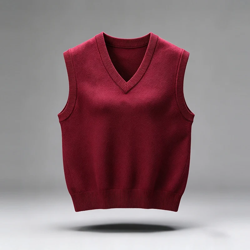 Herren V-Ausschnitt Strickweste, einfarbig, ärmellos, Pullover, schmal geschnitten, weich, warm, Strickweste, Basic, lässig, für den Alltag, Herren-Sweaterweste – Detail 13
