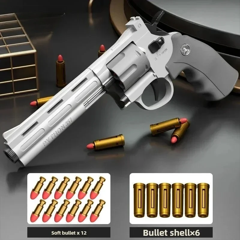 Revolver Soft Bullet Toy for Kids Gun with Ejecting Revolver One-Key Detachable Pistol Continuous Shooting