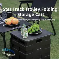 Naturehike Camping Traveling Trolley With Pull Rod Picnic Folding Portable Storage Box Outdoor Shopping Handcart Cart