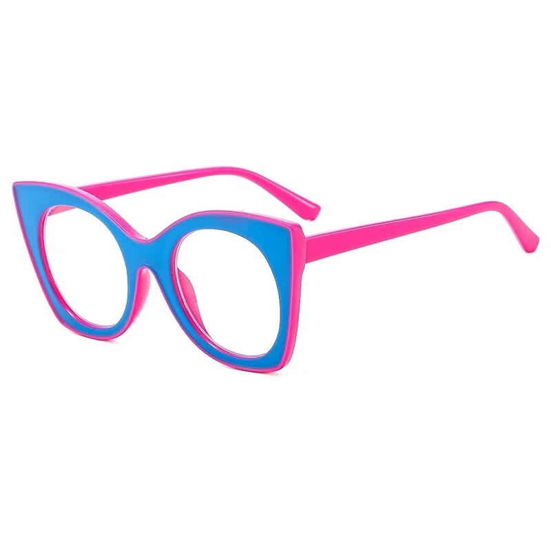 New Fashionable Color Blocking Sunscreen Sunglasses Trend Women Eyewear Personalized Cateye Eyeglasses Frame UV Gradient Lens