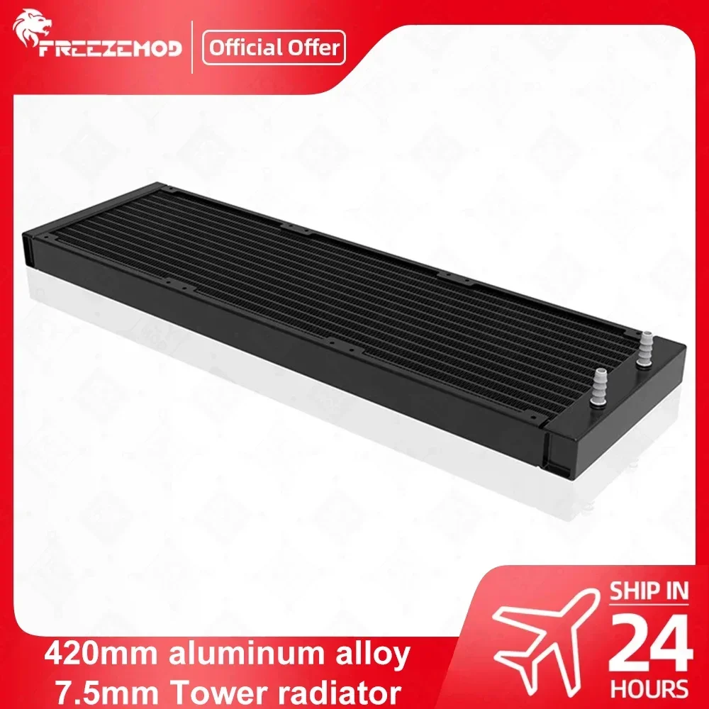 FREEZEMOD 42cm Grzejnik 420mm PC Chłodnica wodna Chłodzenie cieczy Aluminium 140mm Wentylatory Chłodnice 22mm Szerokość do wentylatora 14CM SR-LP22-420