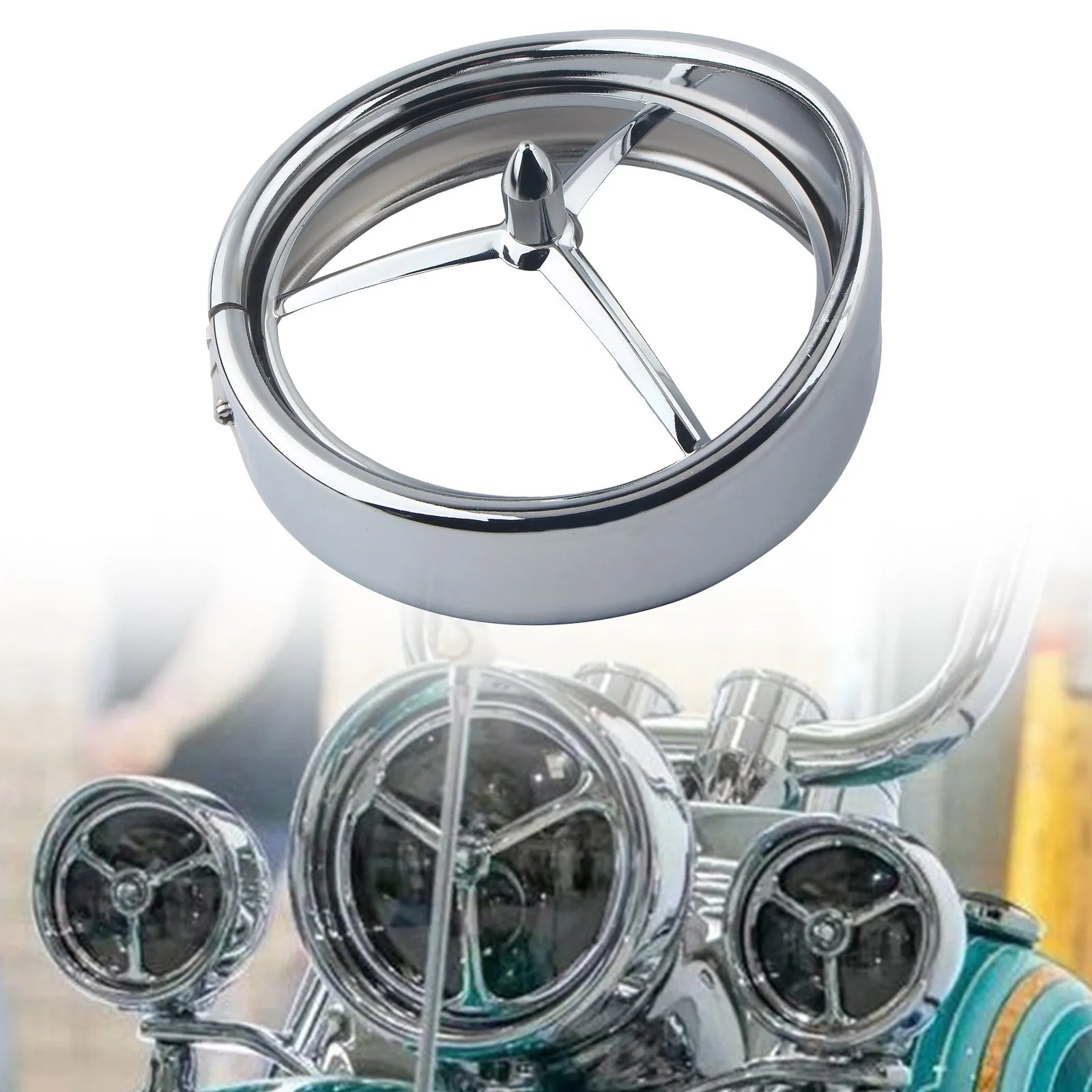 5.75'' 5 3/4 Inch Headlight Bullet Style Trim Visor Ring For Harley 5.75'' Headlamp Trim
