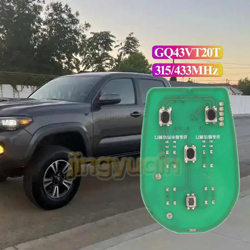 

Jingyuqin GQ43VT20T дистанционный автомобильный ключ управления 315/433 МГц для Toyota Tacoma HIGHLANDER SEQUOIA Sienna Tundra 3/4 кнопки брелок