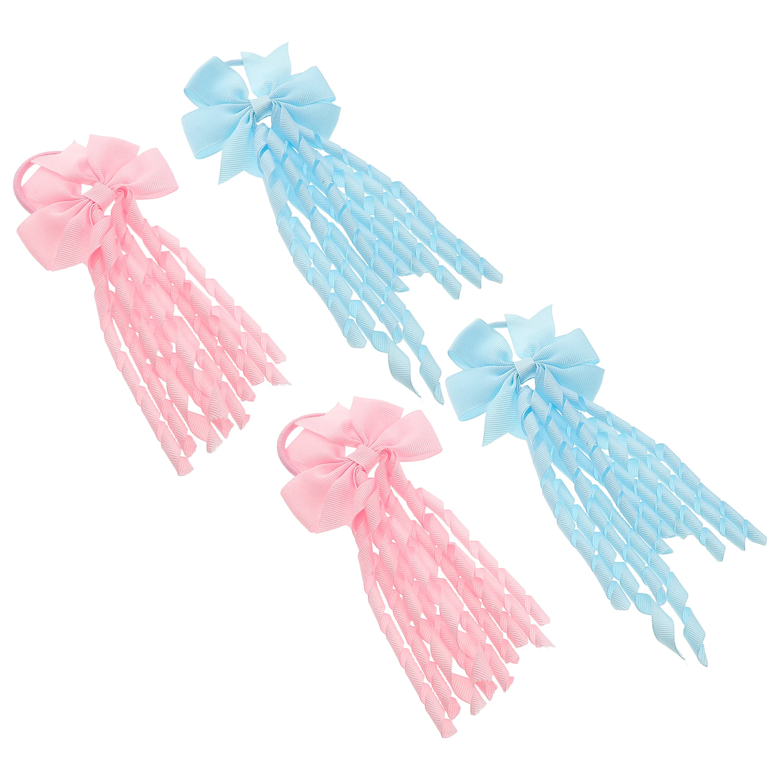 

4pcs Bow Tie Hair Bands for Girls Soft Ribbon Material Ponytail Extensions Cheerleading Accessories Stage Performance